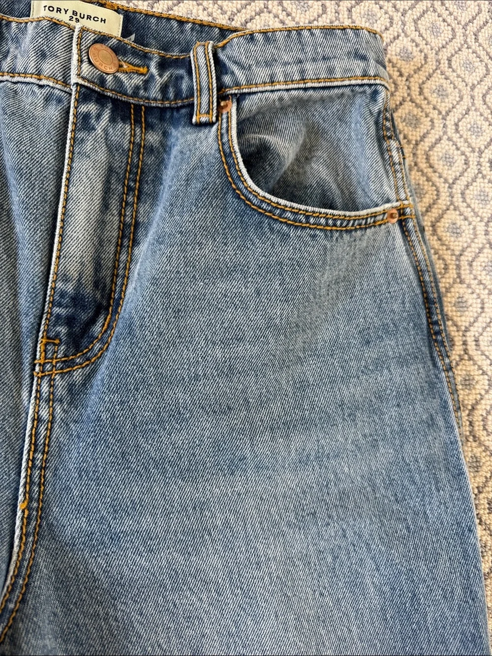 Tory Burch Straight-Leg Women's Jeans in Medium Blue Denim